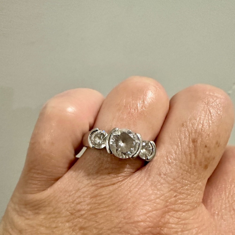 Silpada Silver and White Ring with Clear Stones